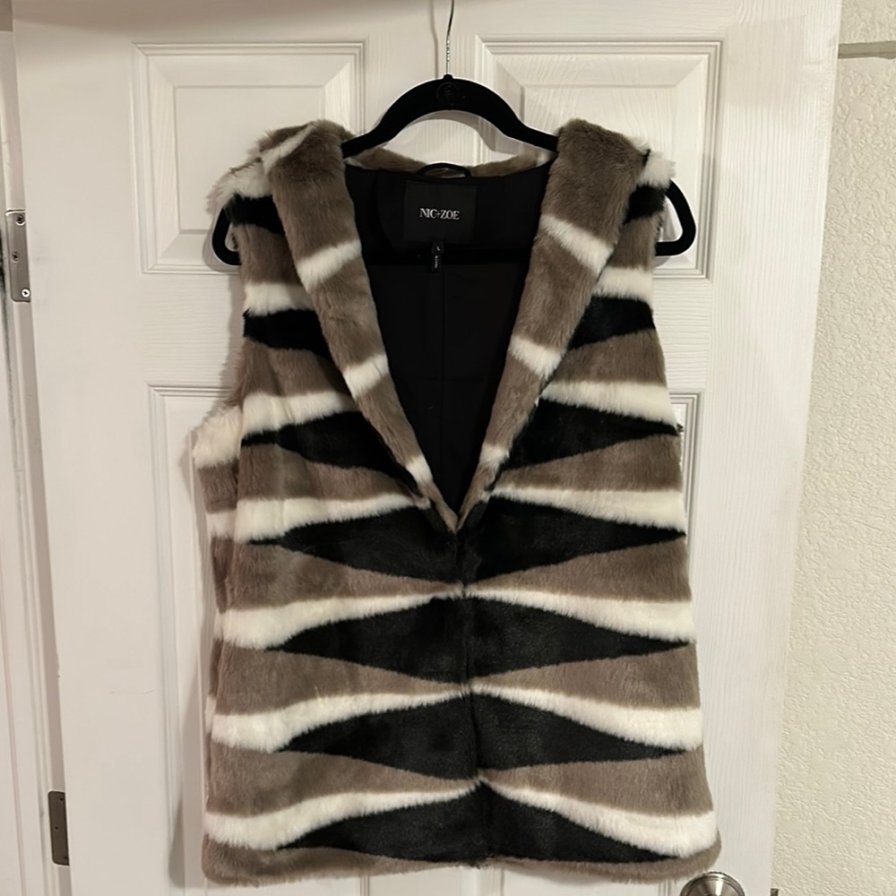 NIC+ZOE Multicolor Faux Fur Vest